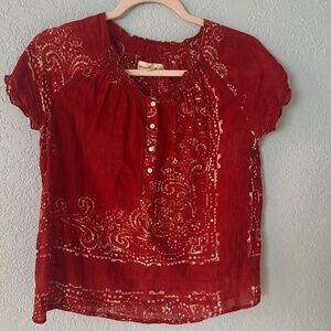 Red Boho Style Top XS